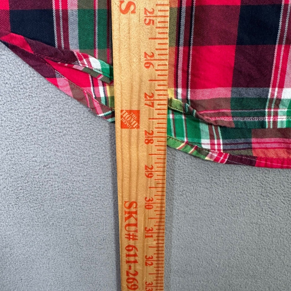 Lauren Ralph Lauren Top Womens L Red Green Plaid Roll Tab Preppy Americana Cabin - Picture 10 of 10